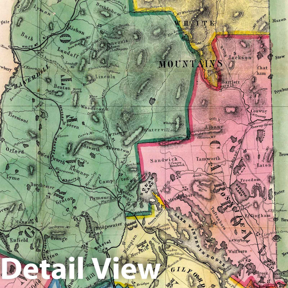 Historic Map : Township and Railroad Map of New Hampshire, 1854 - Vintage Wall Art