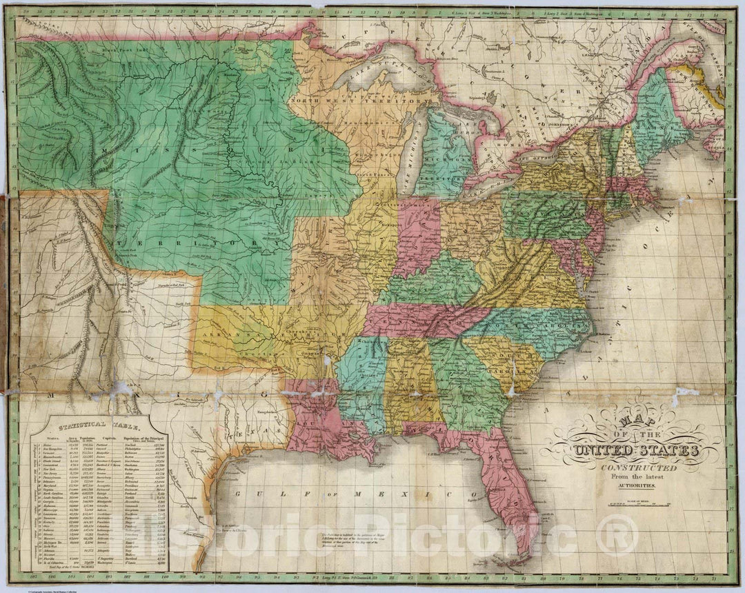 Historic Map : Pocket Map, United States 1830 - Vintage Wall Art