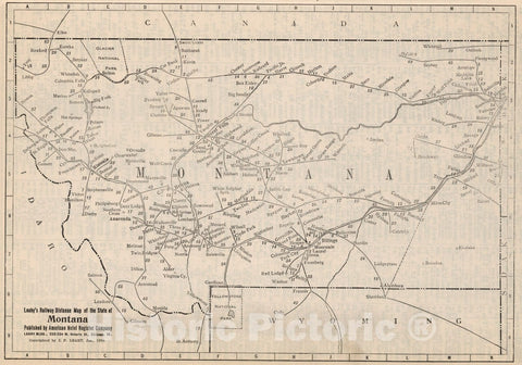 Historic Map : Railway Distance Map of the State of Montana, 1934 - Vintage Wall Art