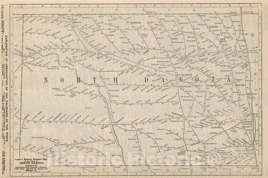 Historic Map : Railway Distance Map of the State of North Dakota, 1934 v1