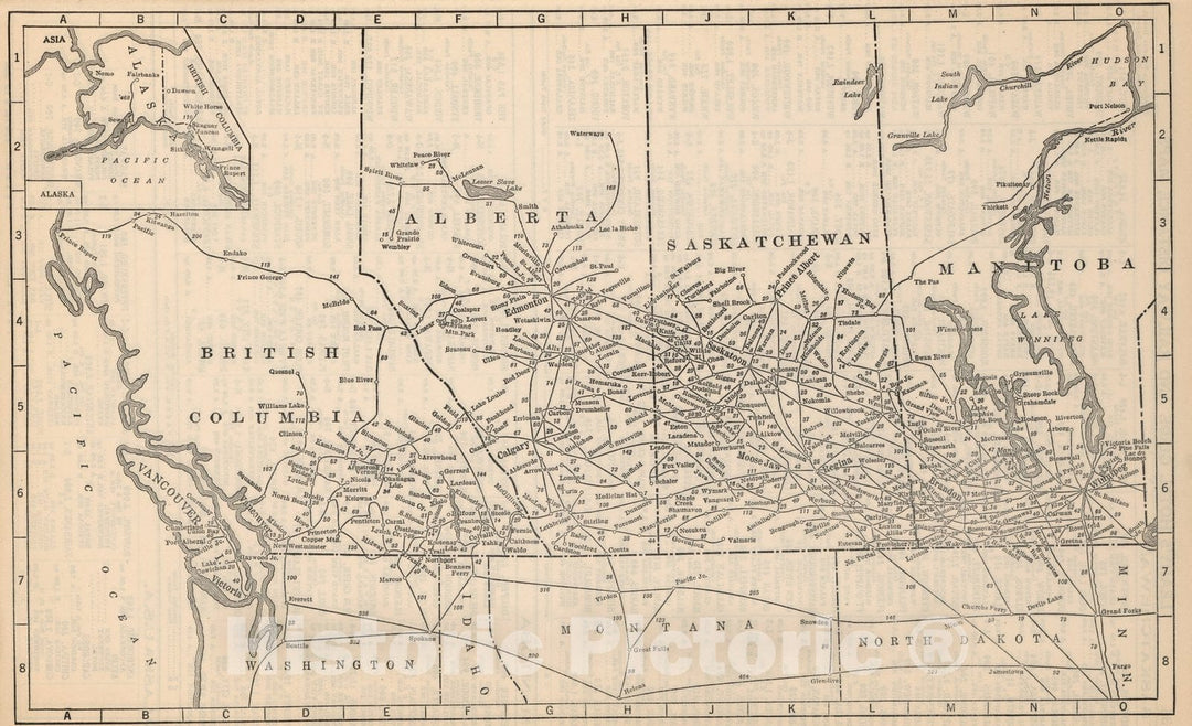 Historic Map : Guide Book, British Columbia, Alberta 1934 - Vintage Wall Art