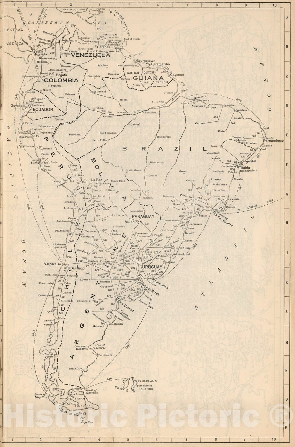 Historic Map : Guide Book, South America 1934 - Vintage Wall Art