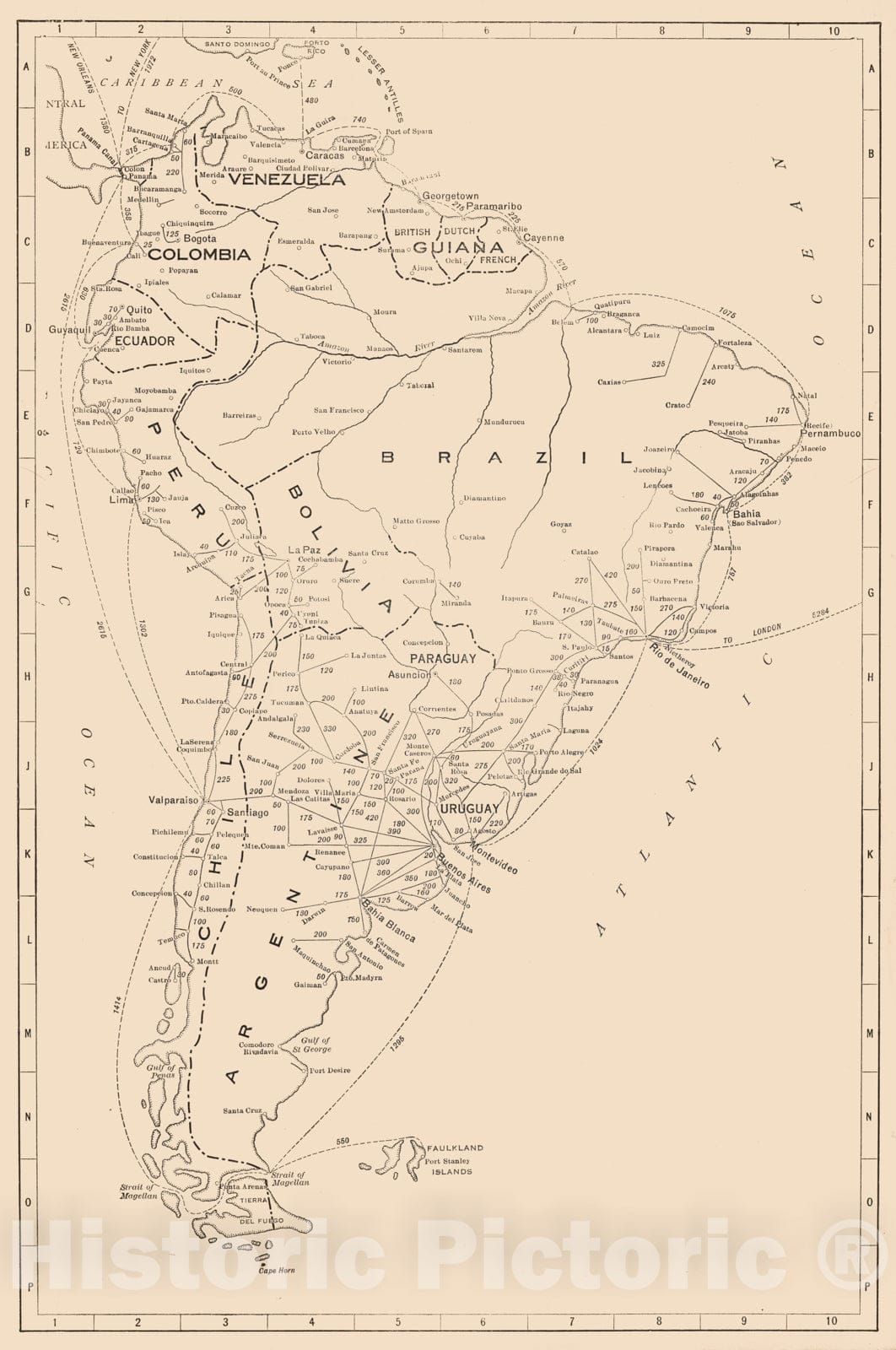 Historic Map : Guide Book, South America 1934 - Vintage Wall Art