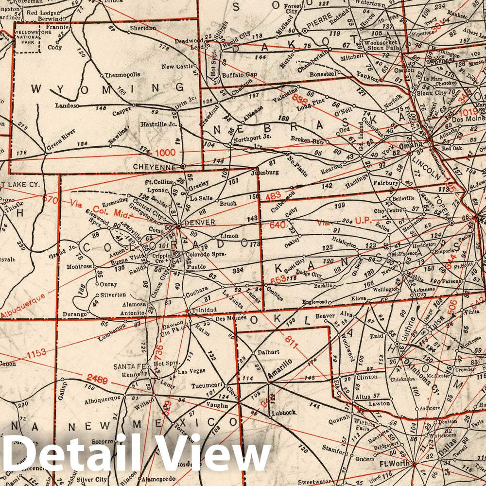 Historic Map : Leahy's Railway Distance Map of the United States, 1934 v1