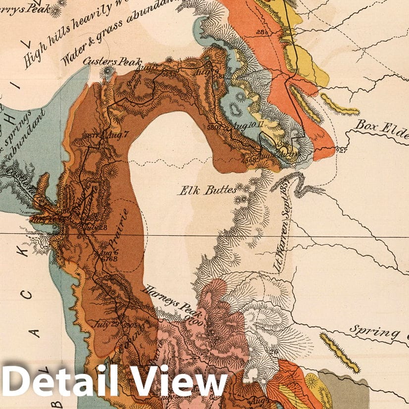 Historic Map - A geological map of the Black Hills: by Professor N.H. Winchell, 1874 - Vintage Wall Art