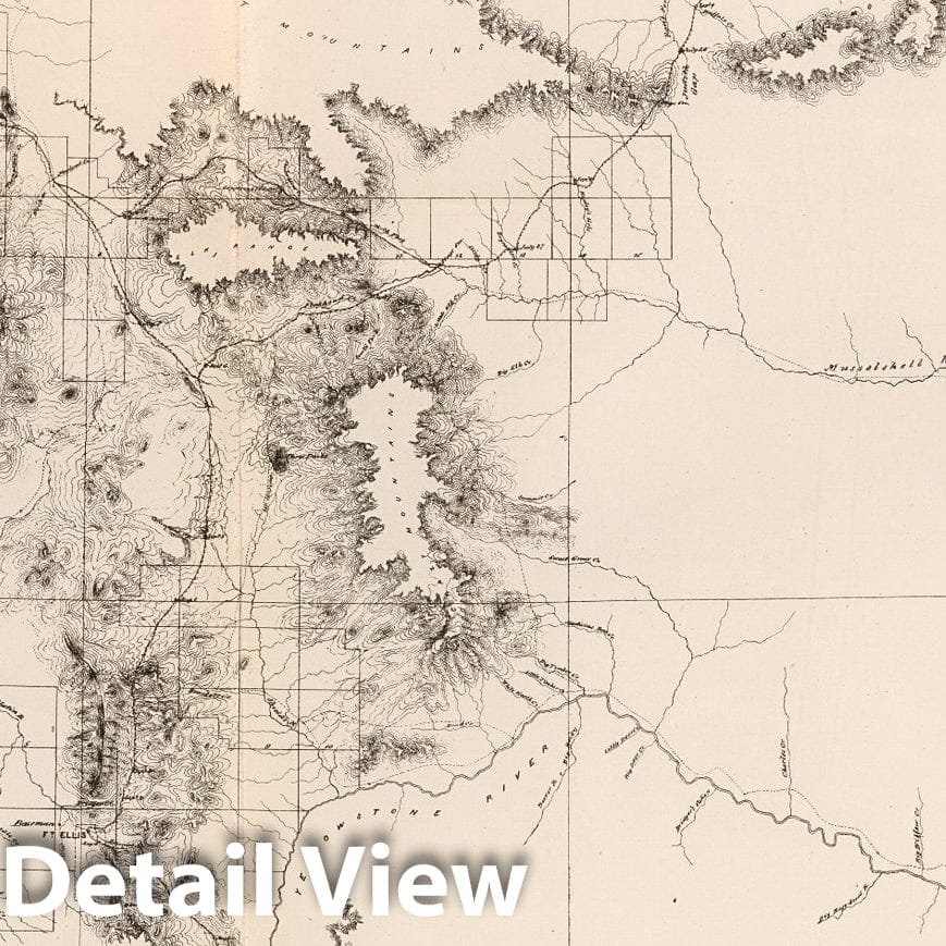 Historic Map : Map of a Reconnaissance From Carroll, Montana Ter. to the Yellowstone National Park, and Return, 1875 - Vintage Wall Art