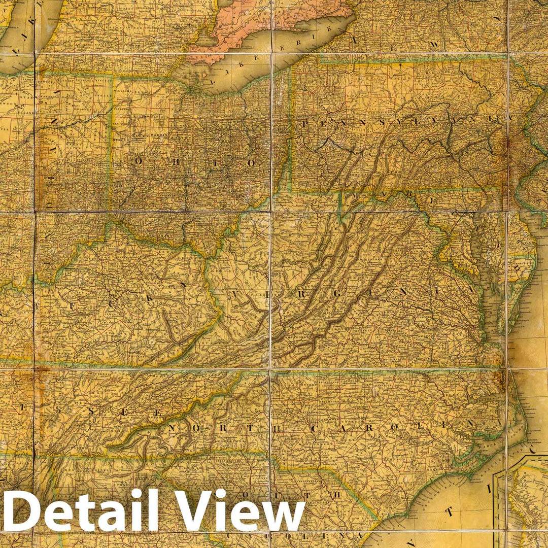 Historic Wall Map : Mitchell's Reference & Distance Map of The United States, 1836 - Vintage Wall Art