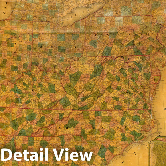 Historic Map : Mitchell's Reference & Distance Map of The United States, 1841 - Vintage Wall Art