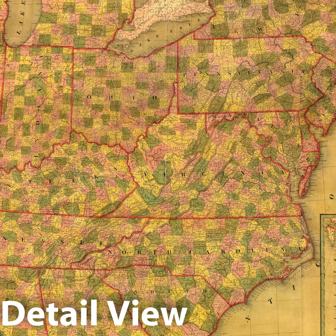 Historic Map : Mitchell's Reference & Distance Map of The United States, 1846 - Vintage Wall Art