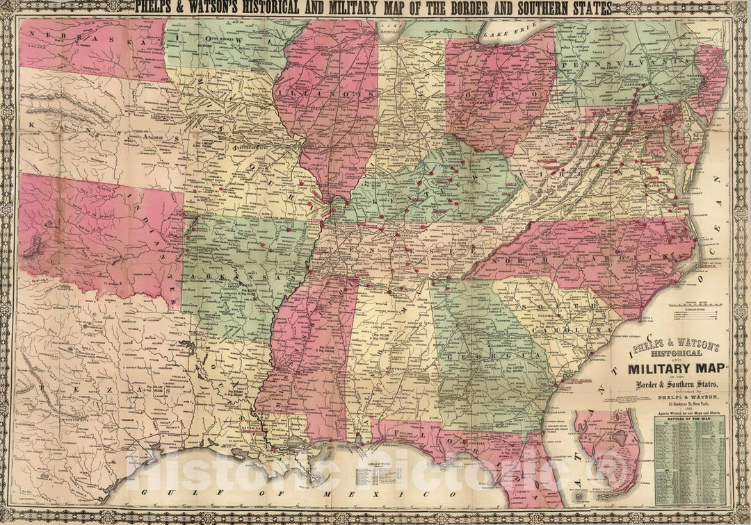 Historic Map : Military Map of The Southern States, 1864 - Vintage Wall Art