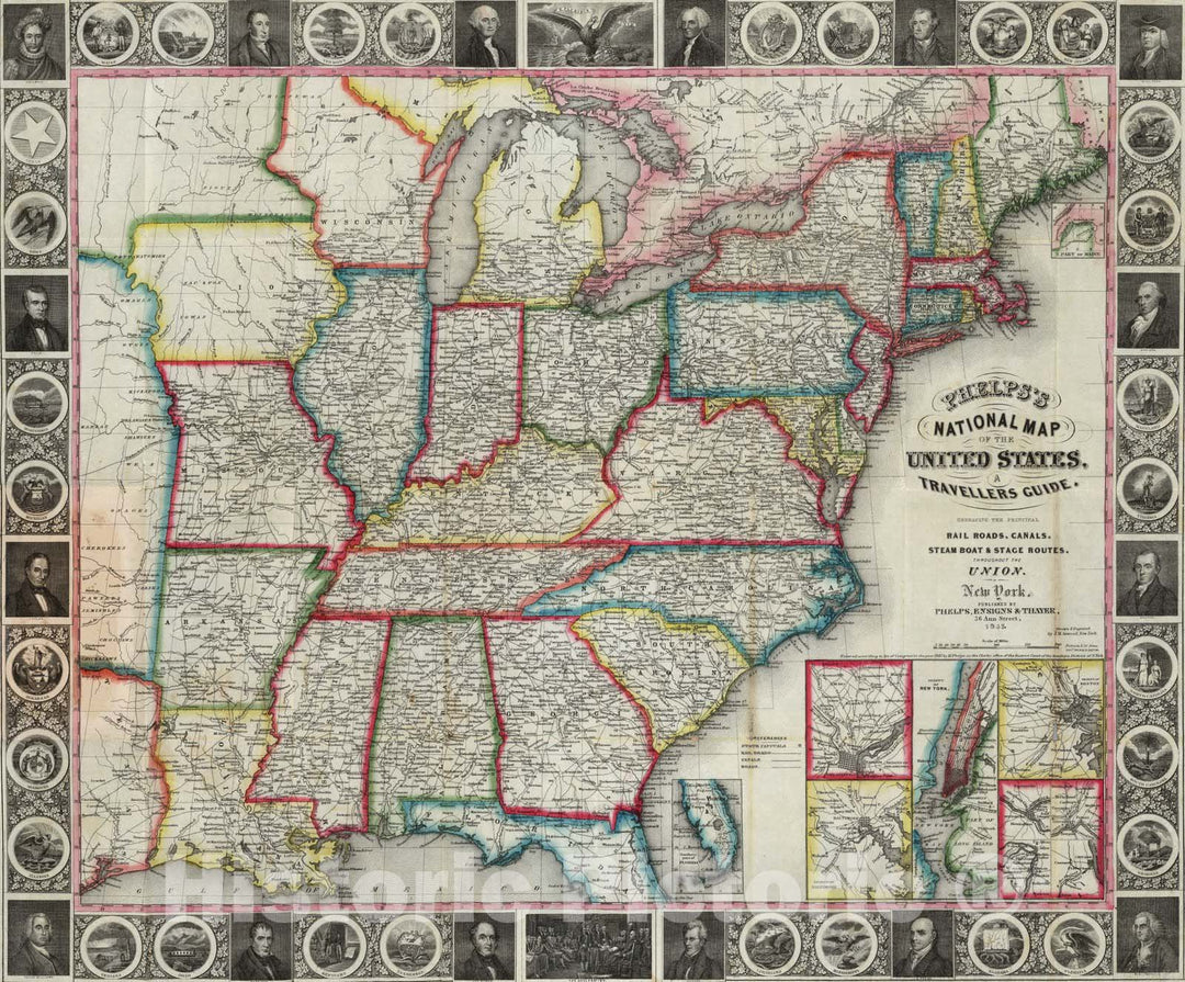 Historic Map : National Map of The United States, 1847 - Vintage Wall Art