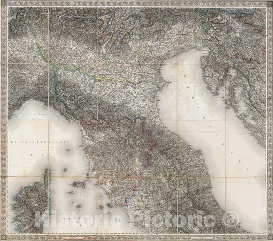 Historic Map : Croatia; Slovenia; Switzerland; Italy, Central EuropeKarte Des Oesterreichischen Kaiserstaates. 1856 , Vintage Wall Art