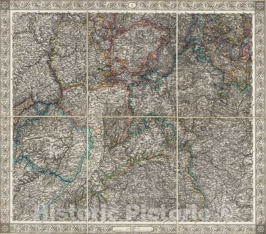 Historic Map : Germany, Central Europe Case Map, Sheet I: Karte Des Oesterreichischen Kaiserstaates. 1856 , Vintage Wall Art