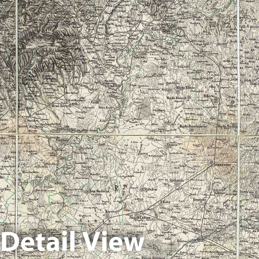 Historic Map : Romania; Slovakia; Hungary, Central Europe Case Map, Sheet IX: Karte Des Oesterreichischen Kaiserstaates. 1856 , Vintage Wall Art