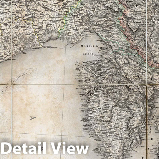 Historic Map : Croatia; Slovenia; Italy, Central Europe Case Map, Sheet XII: Karte Des Oesterreichischen Kaiserstaates. 1856 , Vintage Wall Art