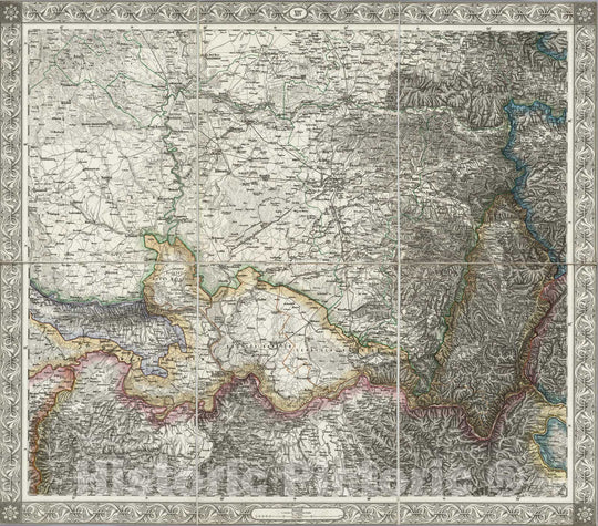 Historic Map : Romania; Serbia; Hungary, Central Europe Case Map, Sheet XIV: Karte Des Oesterreichischen Kaiserstaates. 1856 , Vintage Wall Art