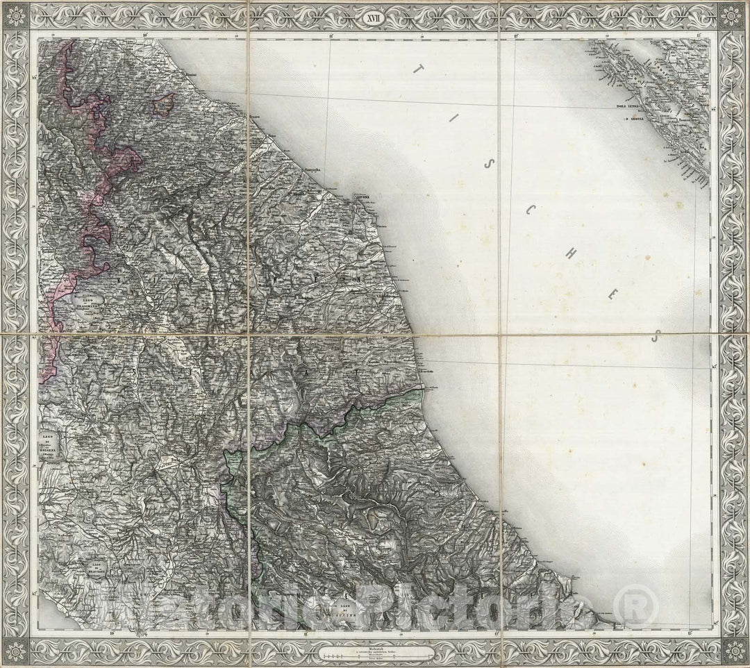 Historic Map : Italy, Central Europe Case Map, Sheet XVII: Karte Des Oesterreichischen Kaiserstaates. 1856 , Vintage Wall Art