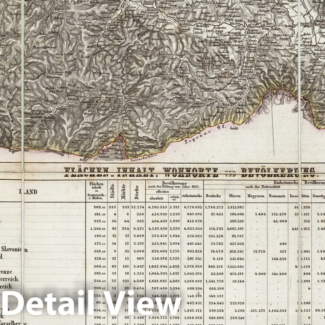 Historic Map : Montenegro; Serbia, Central Europe Case Map, Sheet XIX: Karte Des Oesterreichischen Kaiserstaates. 1856 , Vintage Wall Art