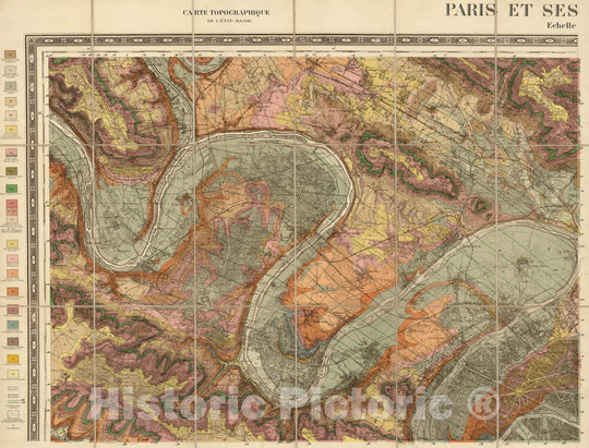 Historic Map : Paris , France, Case Map, Nord-Ouest: Paris Et Ses Environs. 1890 , Vintage Wall Art