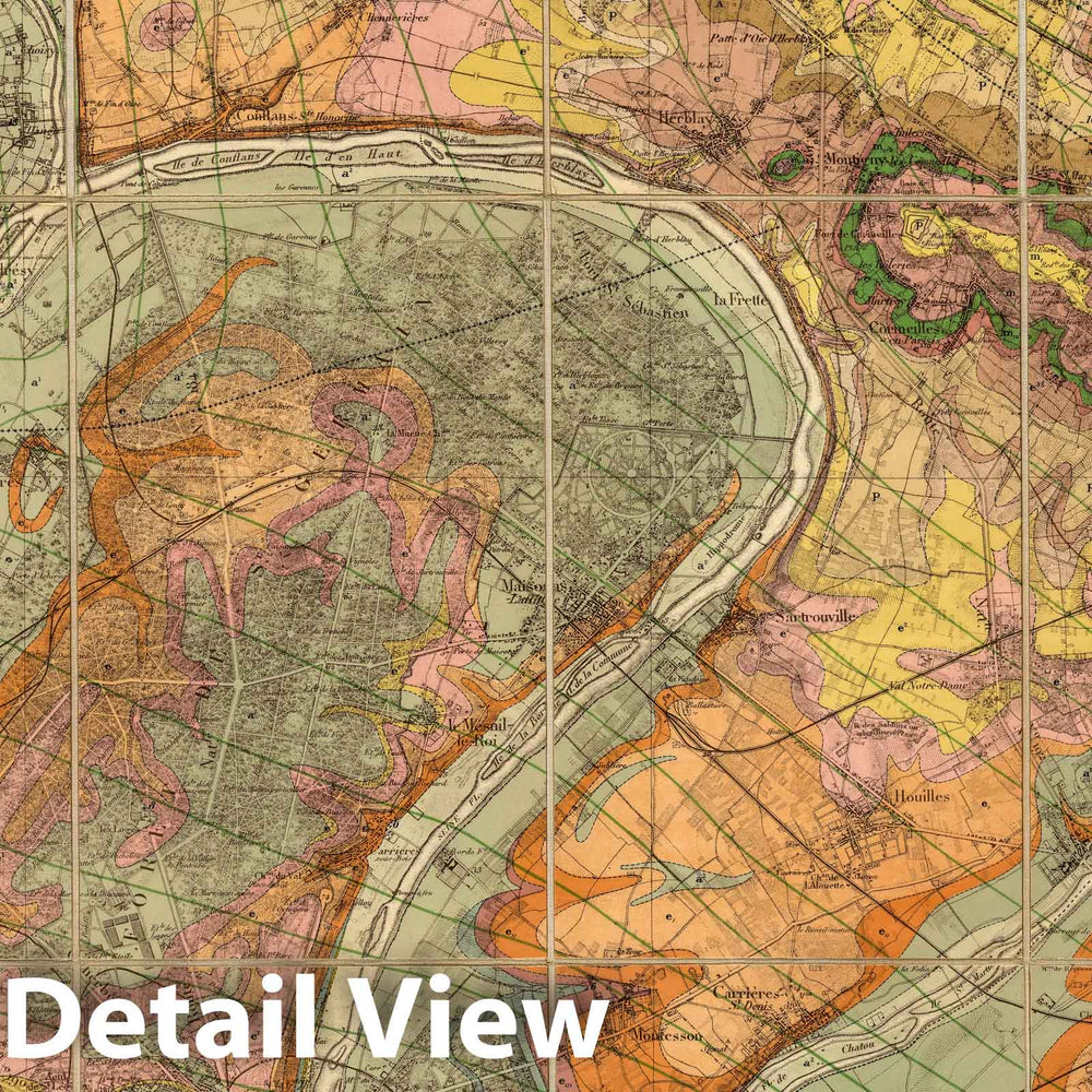 Historic Map : Paris , France, Case Map, Nord-Ouest: Paris Et Ses Environs. 1890 , Vintage Wall Art