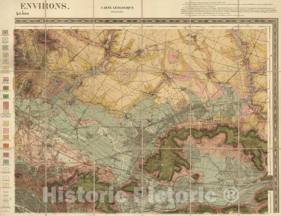 Historic Map : Paris , France, Case Map, Nord-Est: Paris Et Ses Environs. 1890 , Vintage Wall Art