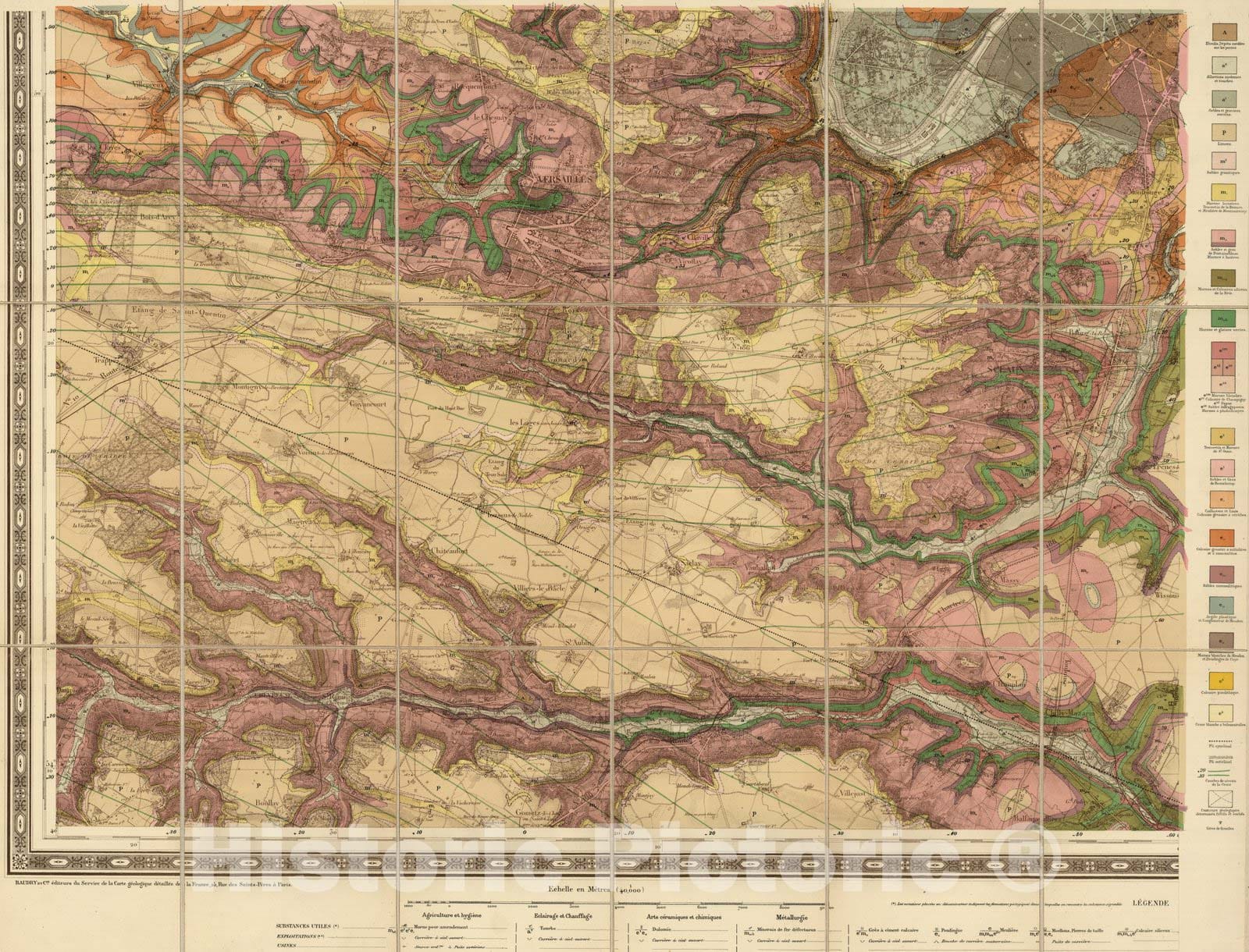 Historic Map : Paris , France, Case Map, Sud-Ouest: Paris Et Ses Environs. 1890 , Vintage Wall Art