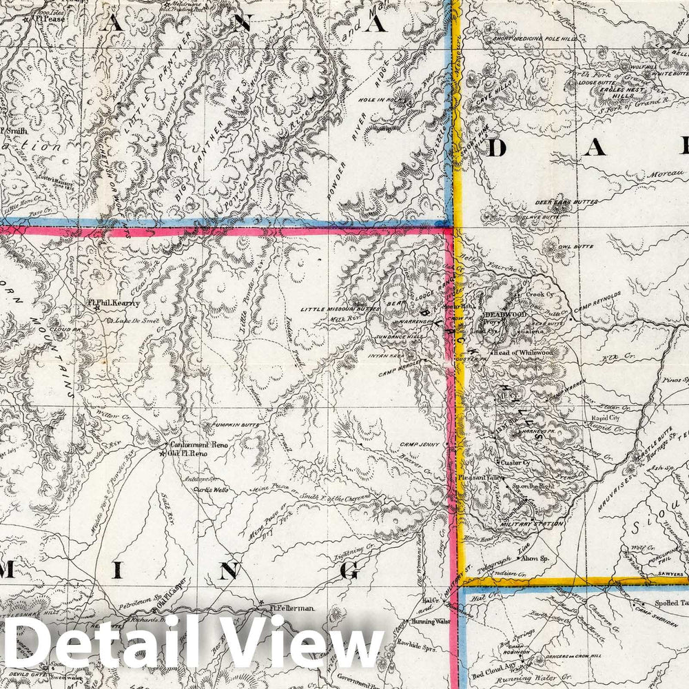 Historic Map : Map of the Black Hills & Big Horn Country, 1877 - Vintage Wall Art