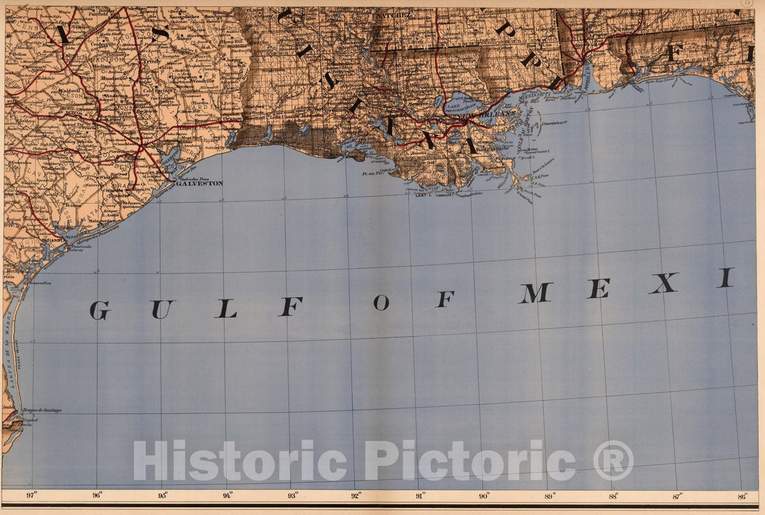 Historic Map : (Map 5 - Texas, Lousiana), 1878 - Vintage Wall Art