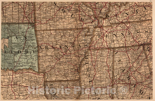 Historic Map : (Map 6 - Indian Territory, Arkansas, Mississippi, Alabama, Tennessee), 1878 - Vintage Wall Art