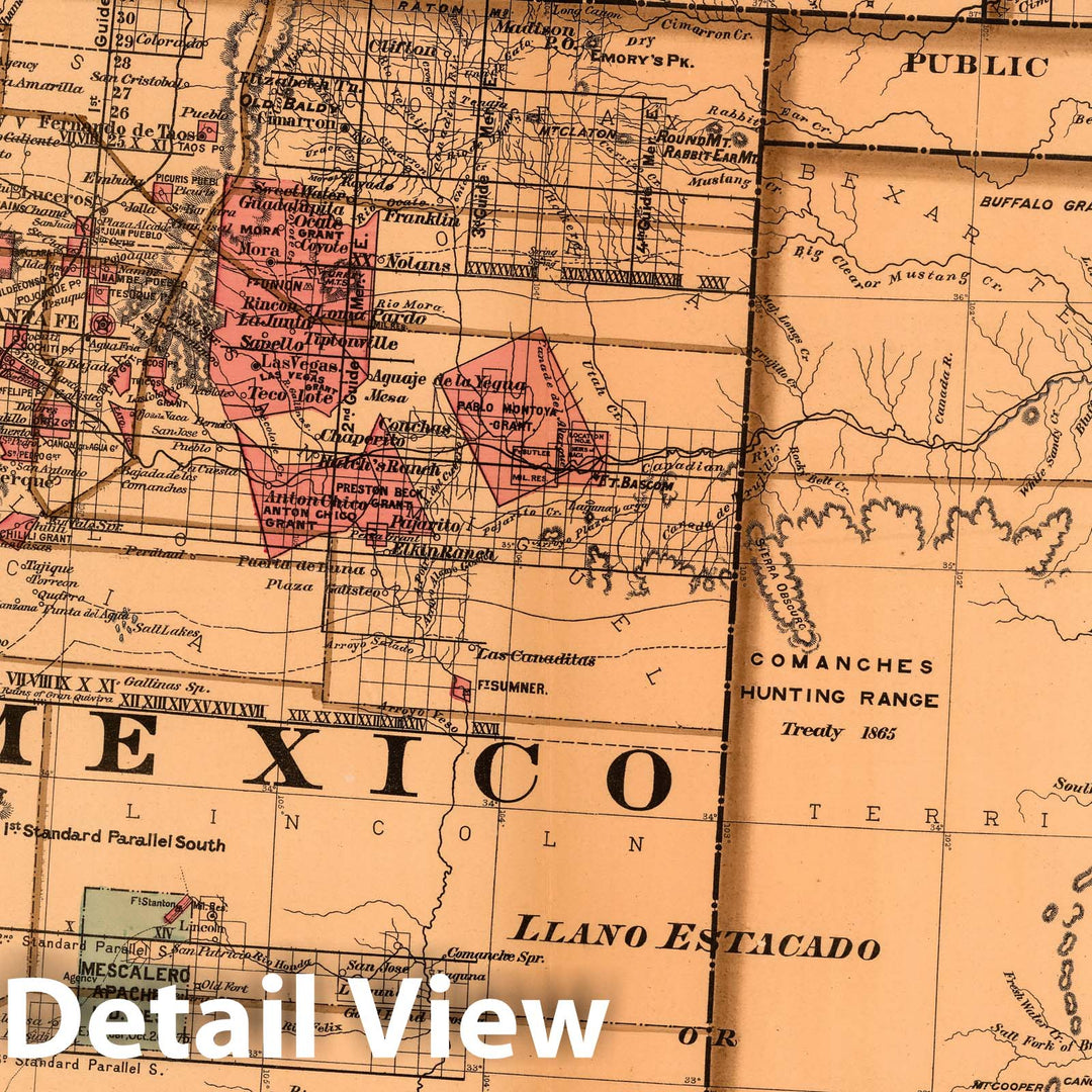 Historic Map : (Map 10 - Texas, New Mexico, Indian Territories, Utah), 1878 - Vintage Wall Art