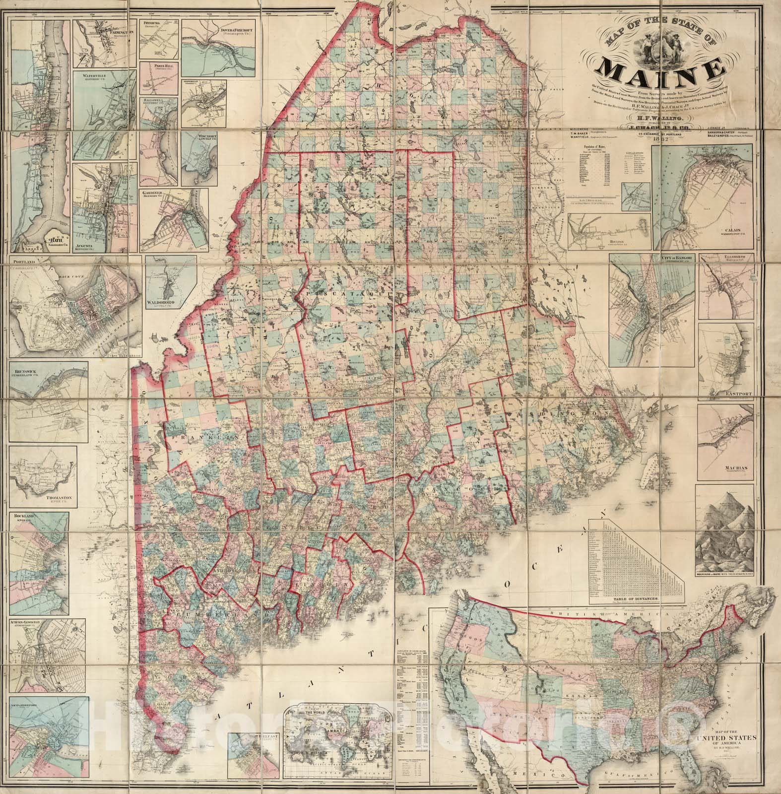 Historic Map : Map of The United States, Canada, Mexico, Central America, West Indies, c, 1876 - Vintage Wall Art