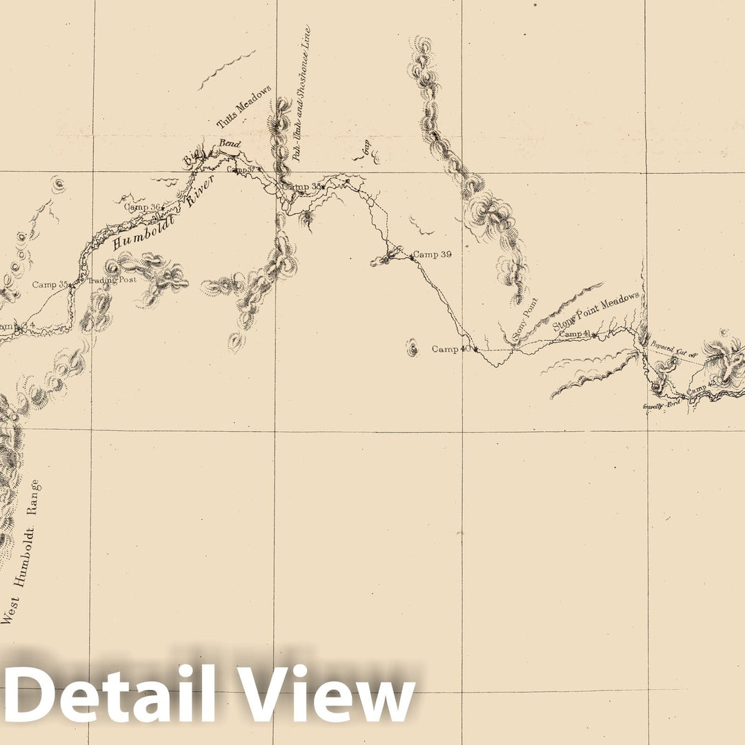 Historic Map - Map of the Western Division of the Fort Kearney South Pass and Honey Lake Road, 1857 - Vintage Wall Art