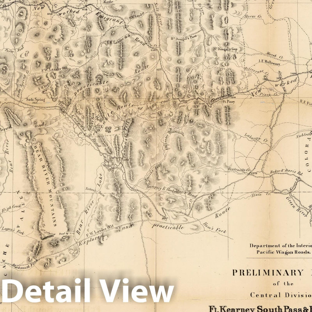 Historic Map : Exploration Book, Ft. Kearney South Pass & Honey Lake Wagon-Road. 1858 - Vintage Wall Art