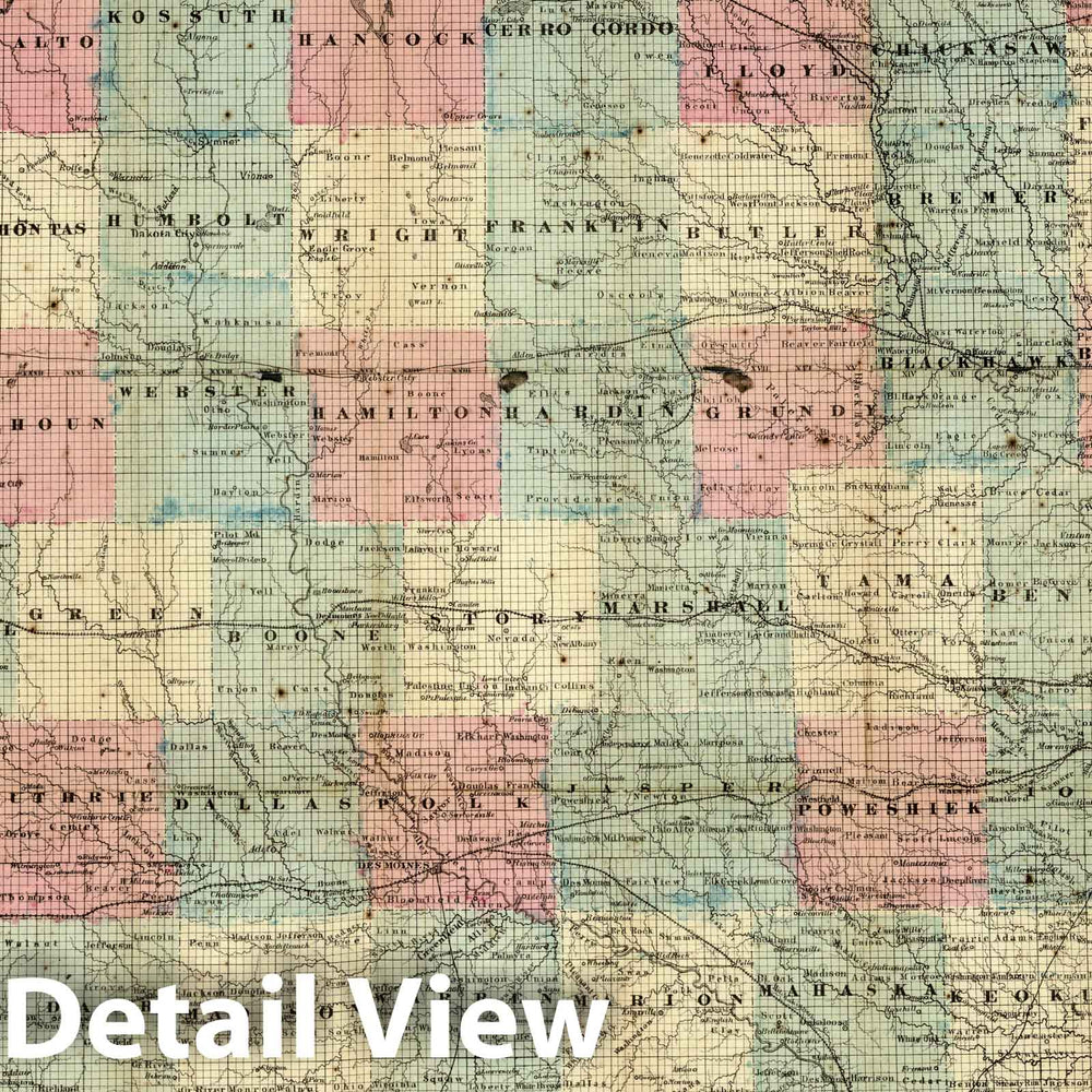 Historic Map : Sectional Map of the State of Iowa, 1869 - Vintage Wall Art