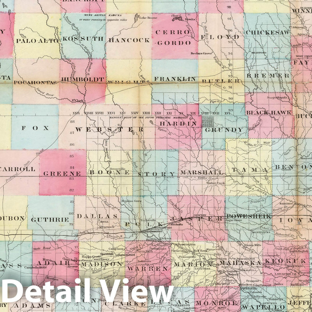 Historic Map : Township Map of The State of Iowa, 1854 - Vintage Wall Art