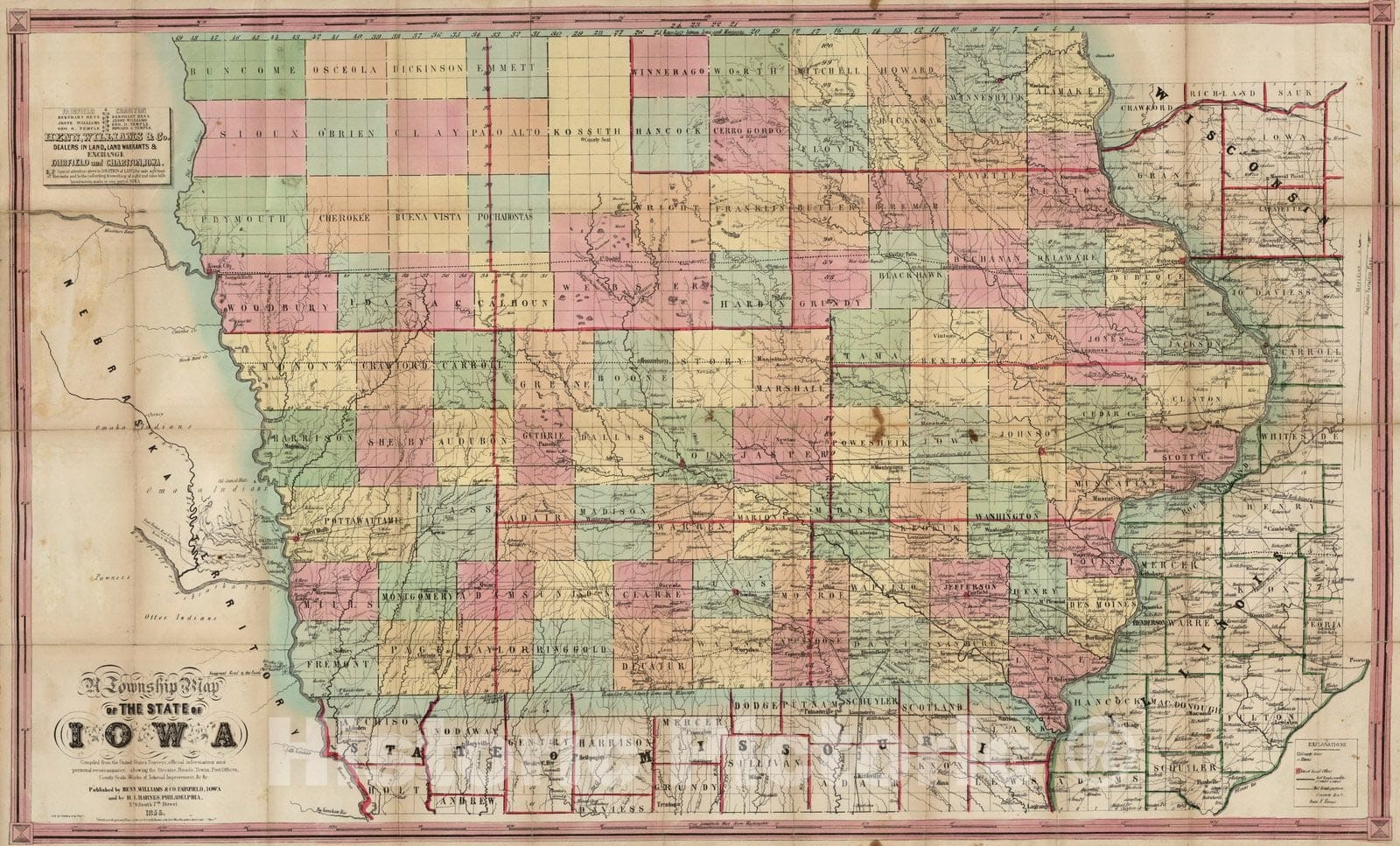 Historic Map : Township Map of The State of Iowa, 1855 v1