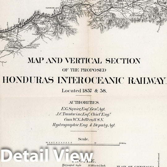 Historic Map : No.III. Map of vertical section of the proposed Honduras interoceanic railway, 1866 - Vintage Wall Art