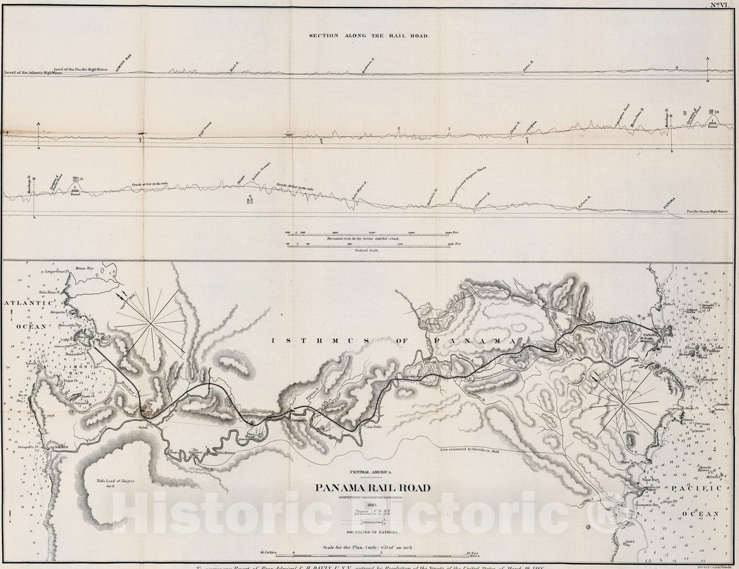 Historic Map : Survey Book, No.VI. Central america. Panama rail road 1866 - Vintage Wall Art