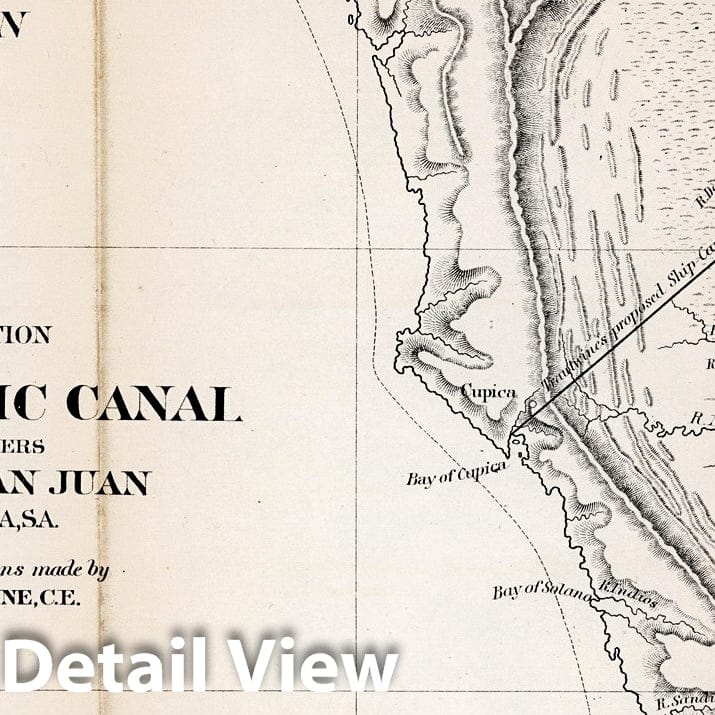 Historic Map : No.X. Map of an exploration for an inter-oceanic canal by way of the Rivers Atrato and San Juan in New Granada, S.A, 1866 - Vintage Wall Art