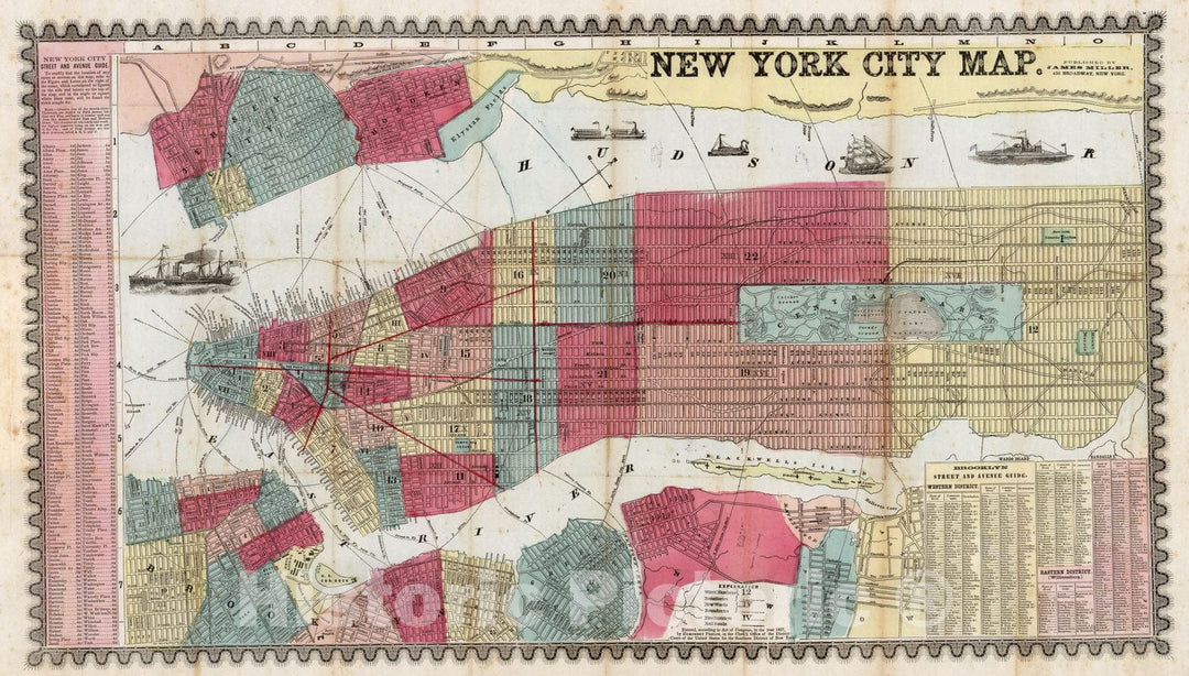 Historic Map : New York City Map, 1860 - Vintage Wall Art