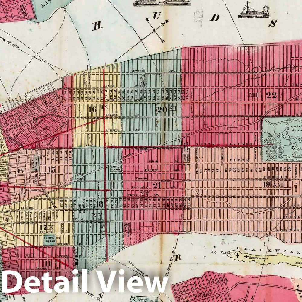 Historic Map : New York City Map, 1860 - Vintage Wall Art