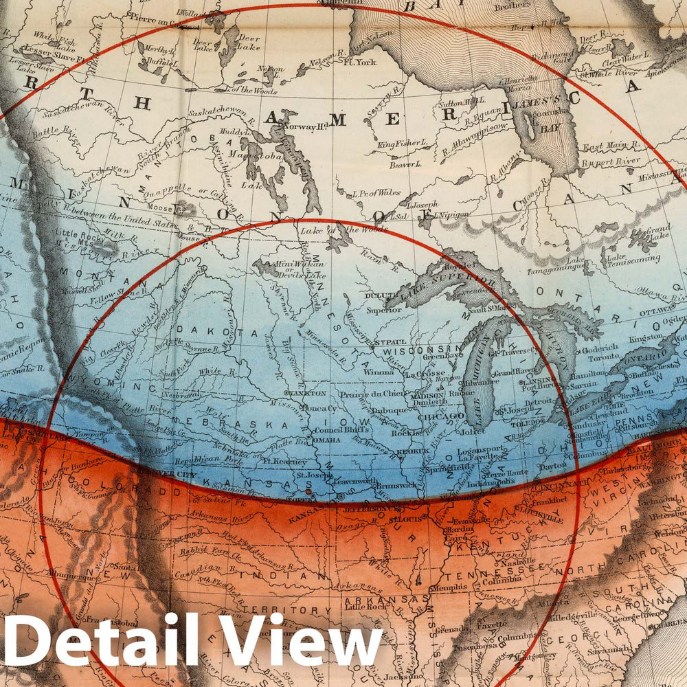 Historic Map : Thermal Map of North America. Delineating the Isothermal Zodiac, the Isothermal Axis of Identity, 1873 - Vintage Wall Art