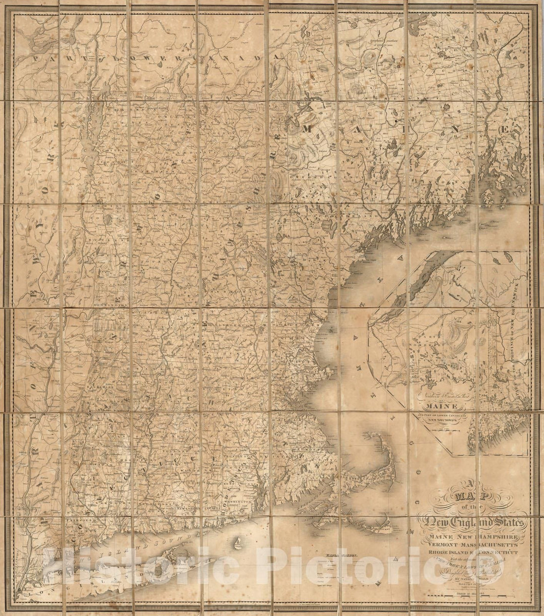 Historic Map : Case Map, New England States. 1826 - Vintage Wall Art