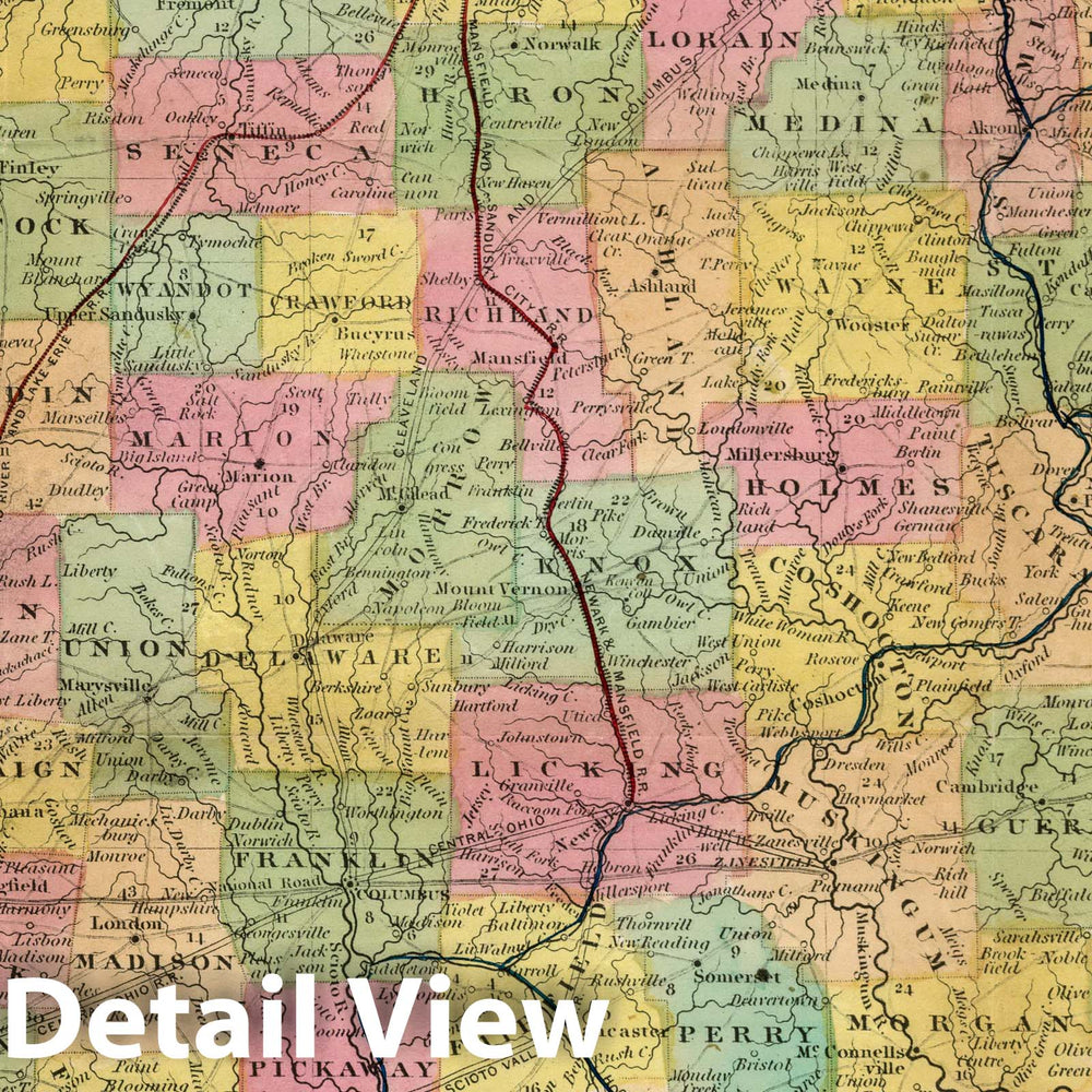 Historic Map : Pocket Map, State of Ohio 1850 - Vintage Wall Art