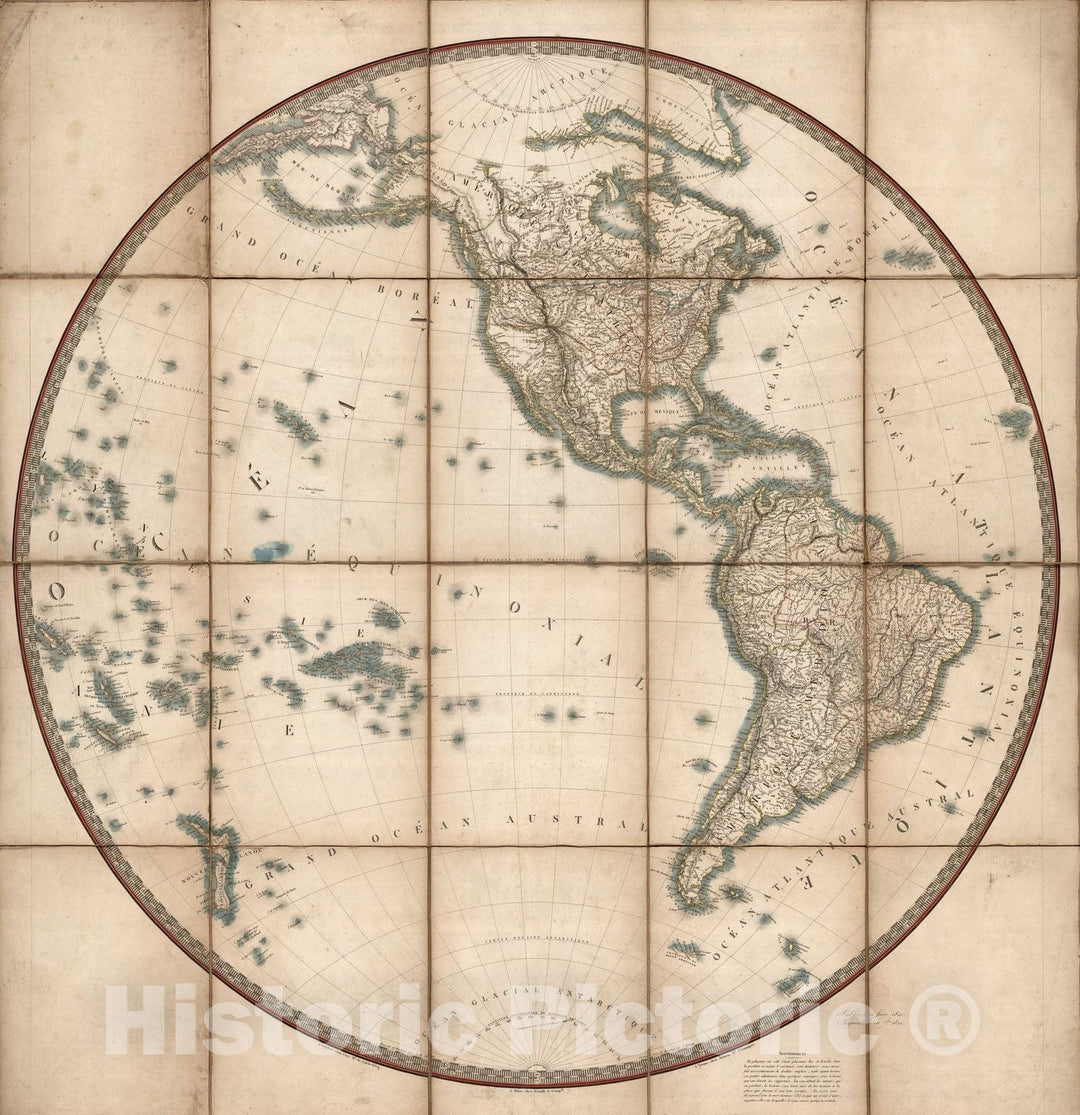 Historic Map : Case Map, (Western Hemisphere) 1821 - Vintage Wall Art