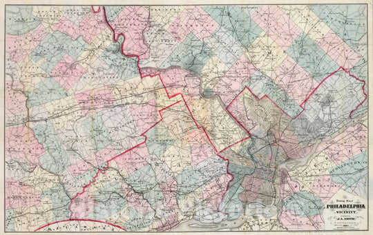 Historic Map : Compsite: Driving Map of Philadelphia and Vicinity, 1882 - Vintage Wall Art