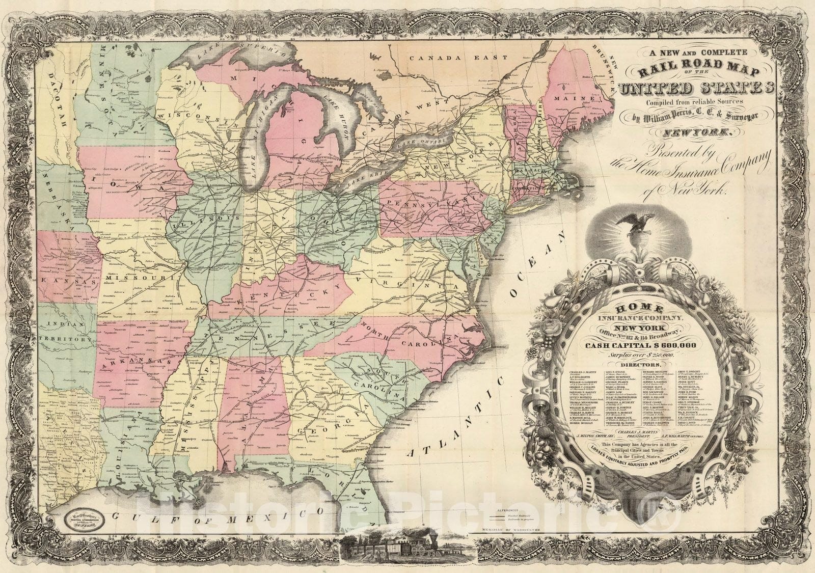 Historic Map : Rail Road Map of The United States, 1858 - Vintage Wall Art