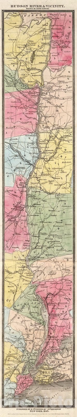 Historic Map : Hudson River and Vicinity, 1839, Vintage Wall Decor