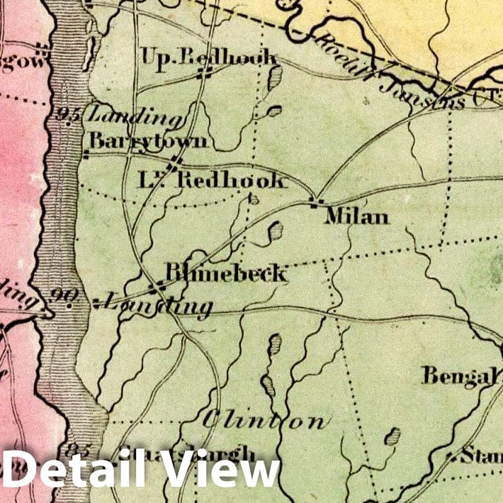 Historic Map : Hudson River and Vicinity, 1839, Vintage Wall Decor