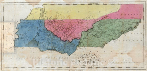 Historic Map : Pocket Map, The State of Tennessee, 1832. 1832 - Vintage Wall Art